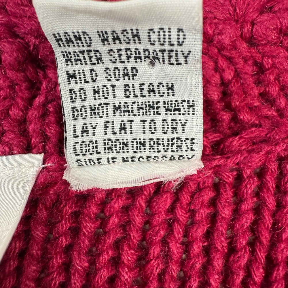 Hunnewell Jayson Cable Knit Cardigan Sweater Raspberry Pom Pom Detail M - Picture 3 of 6
